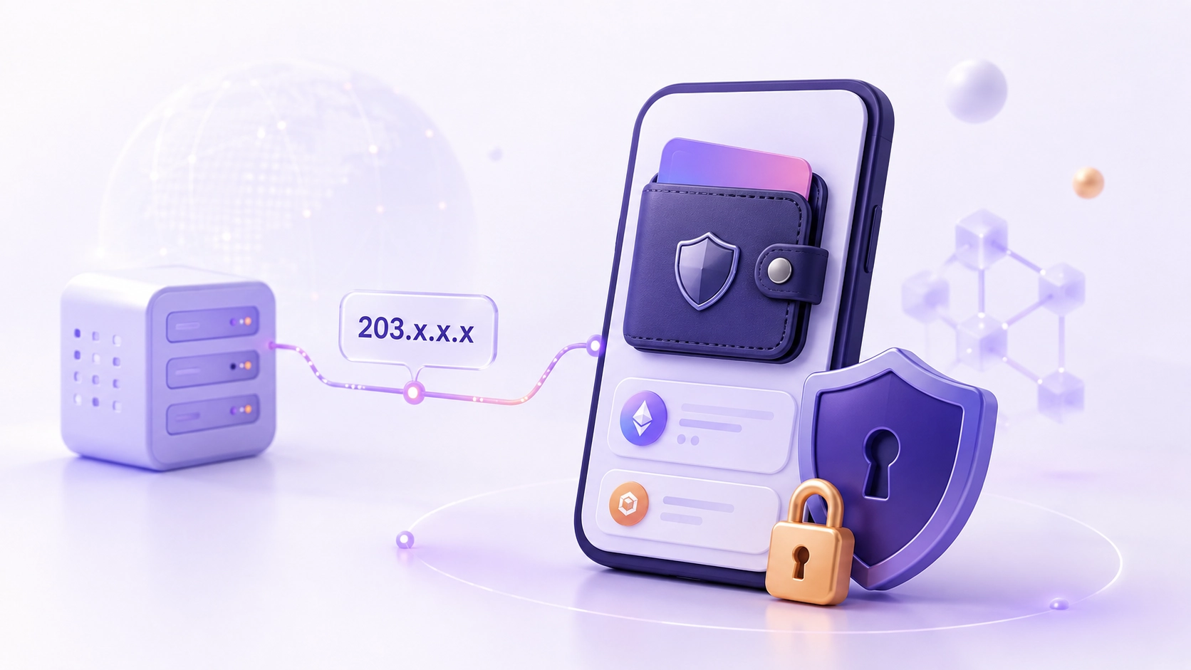 Your keys are private, is your connection? A crypto wallet beside a network connection and a privacy lock